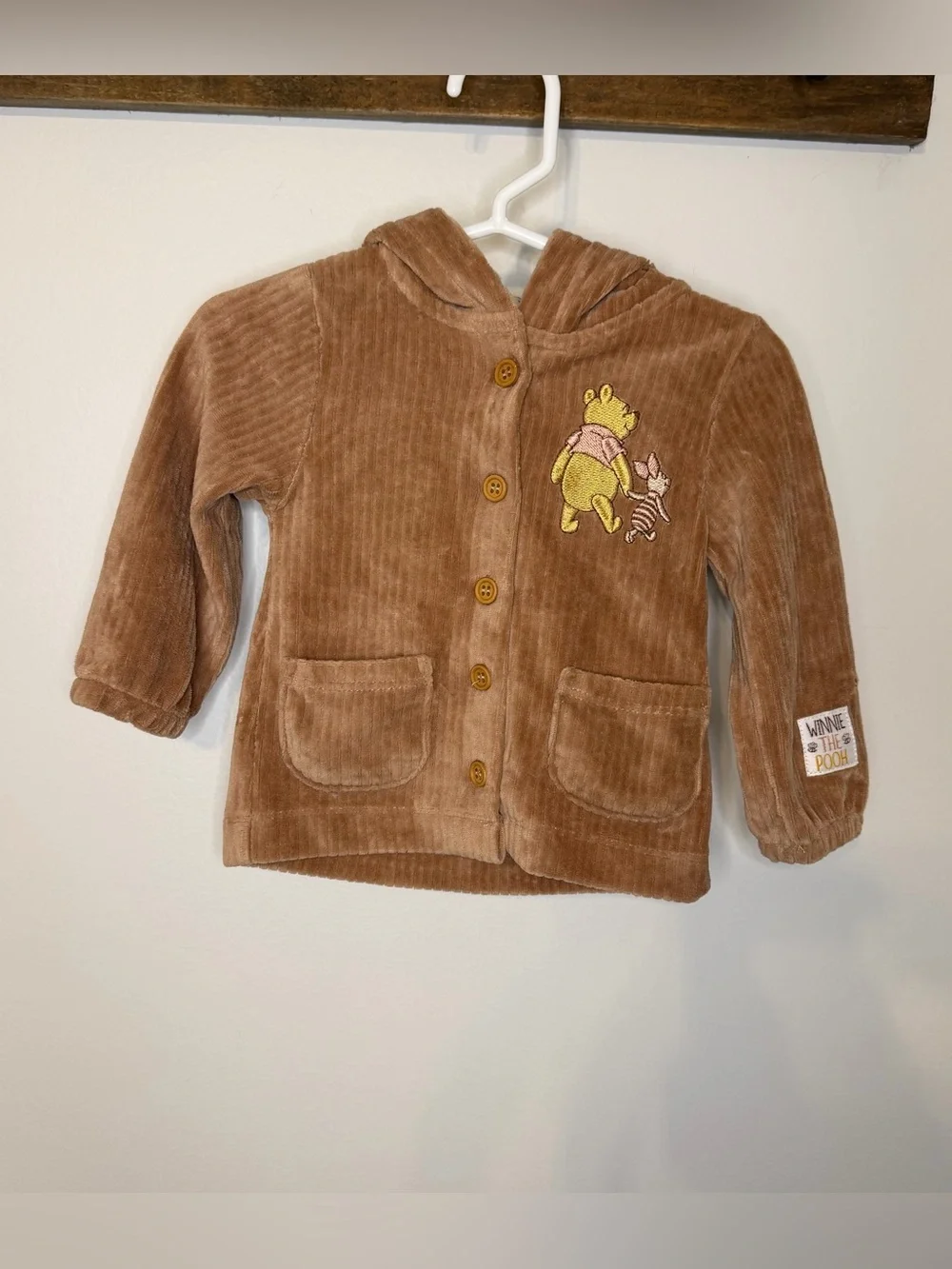 Disney Baby Winnie the Pooh & Piglet Corduroy Look Hooded Jacket 3-6 Month Brown